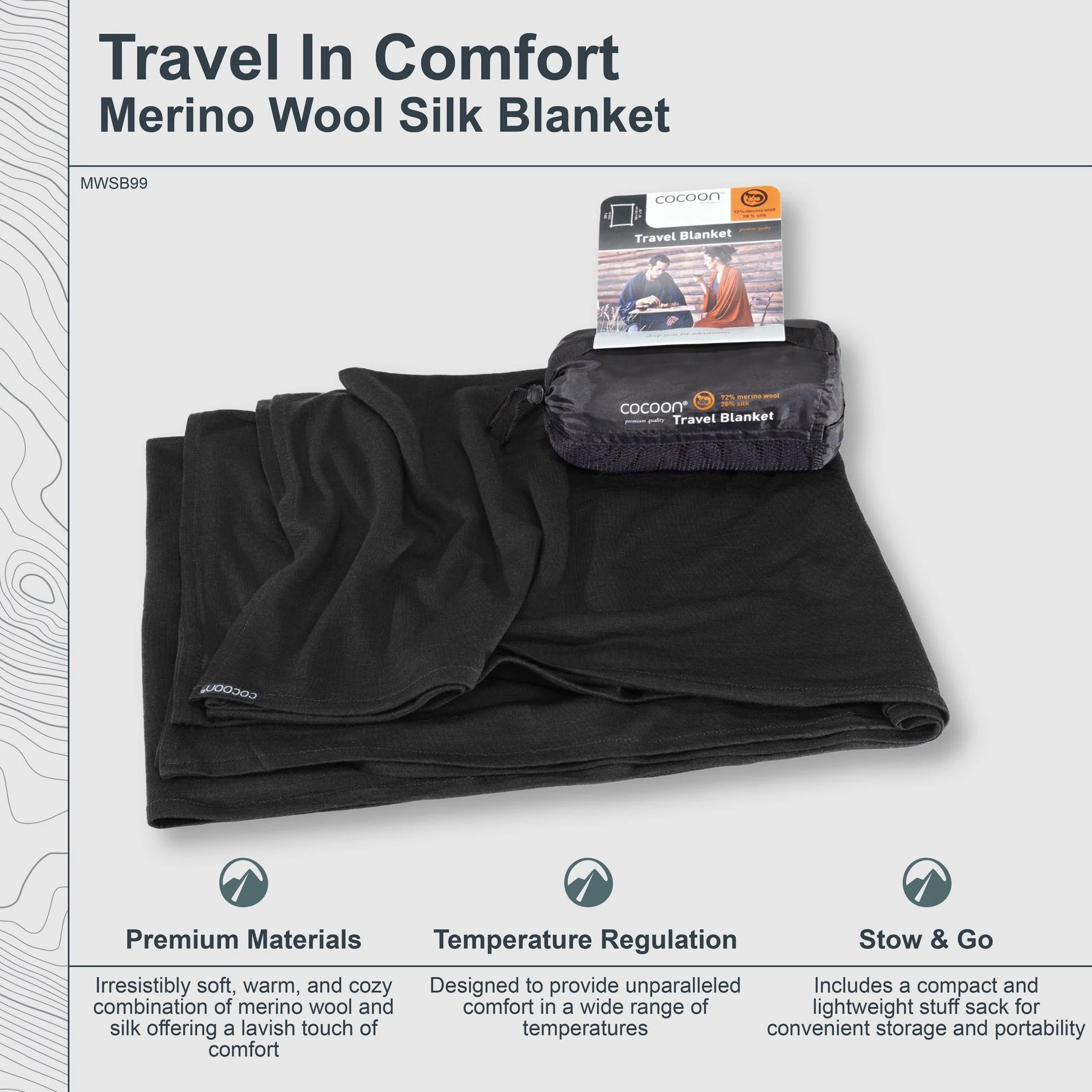 Travel Blanket Merino Wool / Silk Blend - Image 3